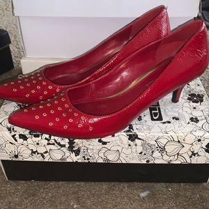 Red pointy pumps 2” heel